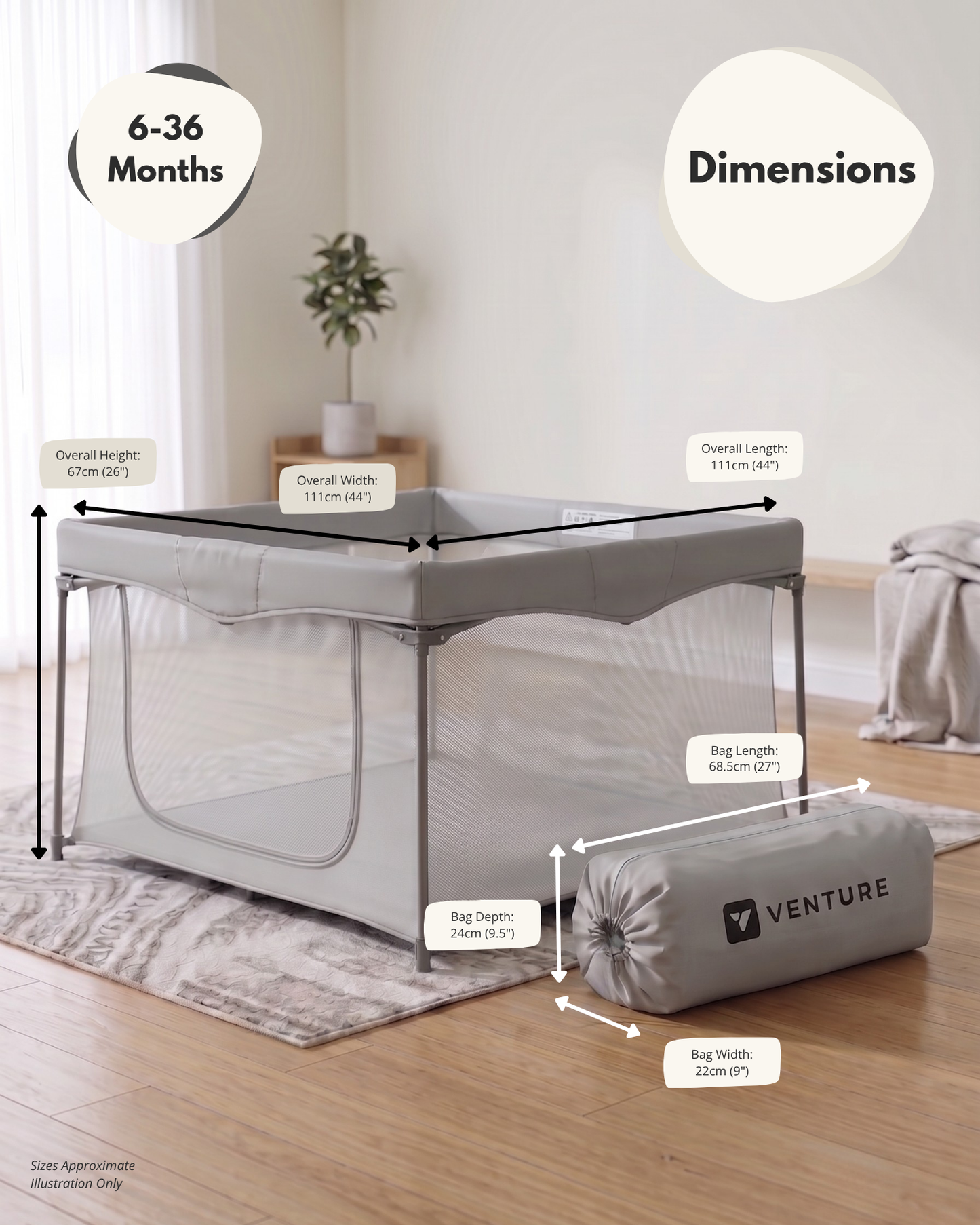 JOY Collapsible Playpen - Grey