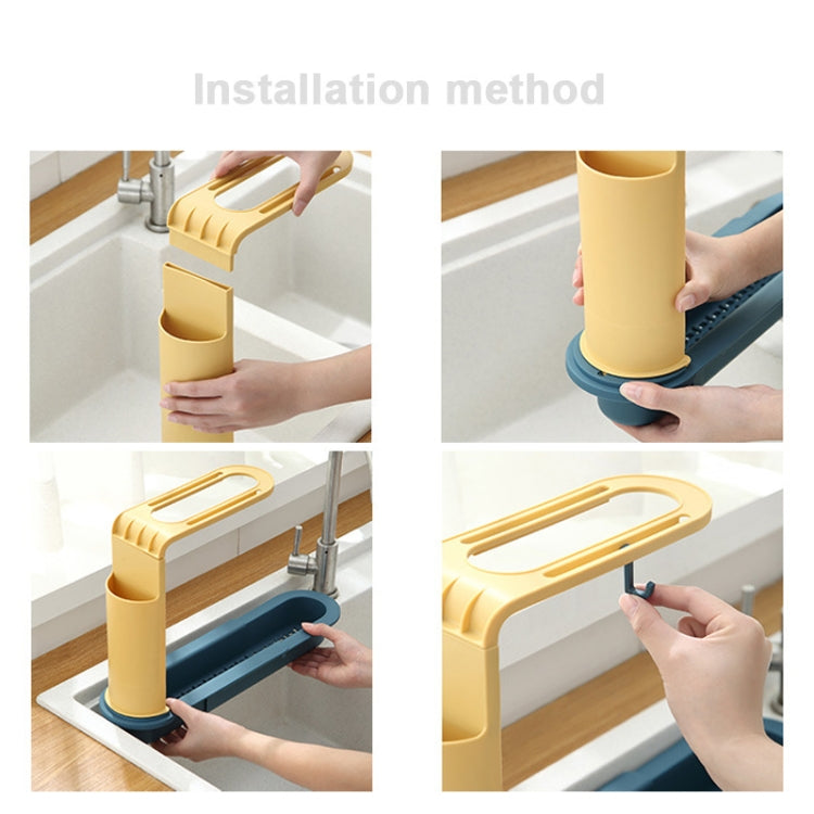 2 PCS Sink Telescopic Storage Drain Rack (Blue)