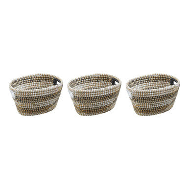 Lidi Oval Straw Basket Set