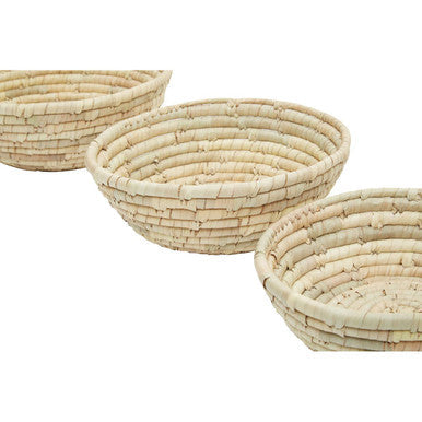 Set Of Three  Woven Palm Leaf Baskets | Lidi