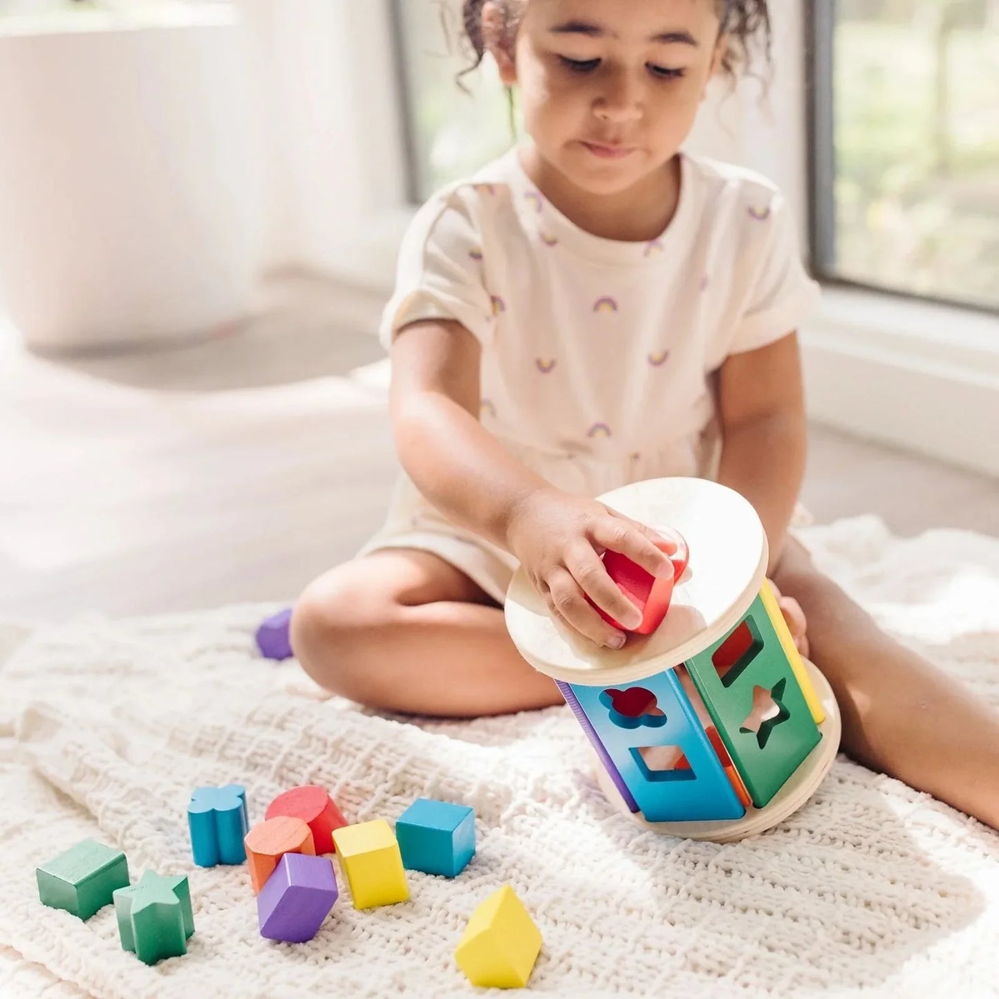 Melissa & Doug Match & Roll Wooden Shape Sorter