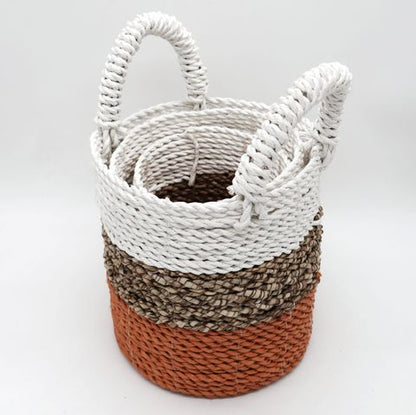 Orange Seagrass Storage Basket Set