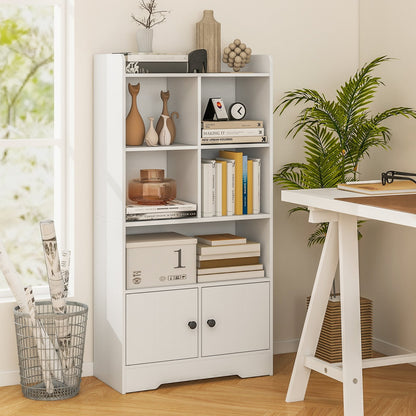 5-Cubby Bookshelf with 2 Storage Cabinets
