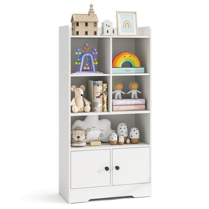 5-Cubby Bookshelf with 2 Storage Cabinets