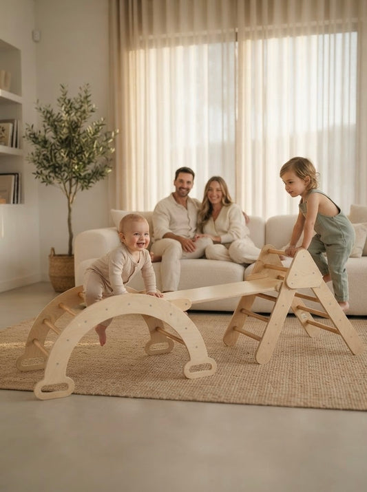 7-in-1 Wooden Climbing Set with 6-Piece Soft Play