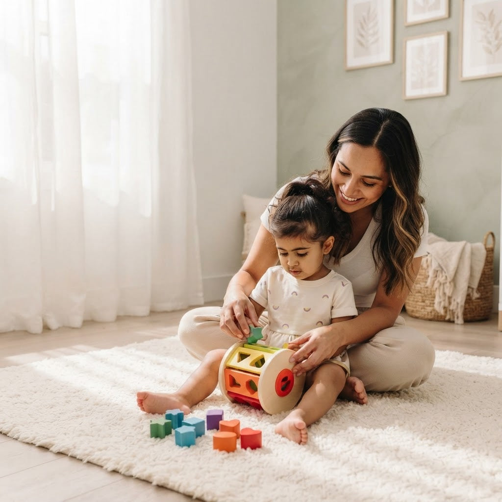 Melissa & Doug Match & Roll Wooden Shape Sorter