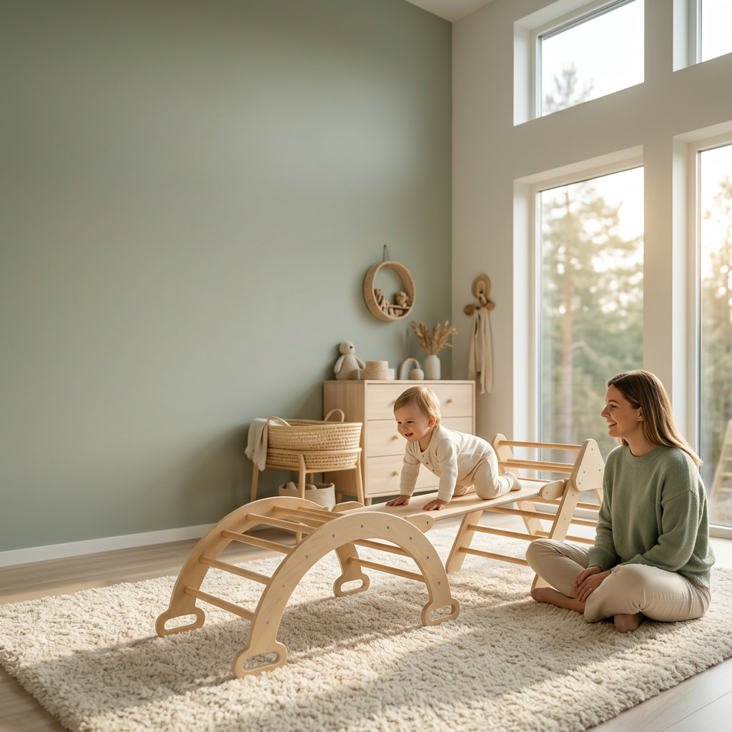 7-in-1 Wooden Climbing Set with 6-Piece Soft Play
