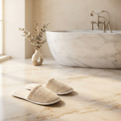 100% Organic Cotton Eco Bath London Natural Towelling Slippers