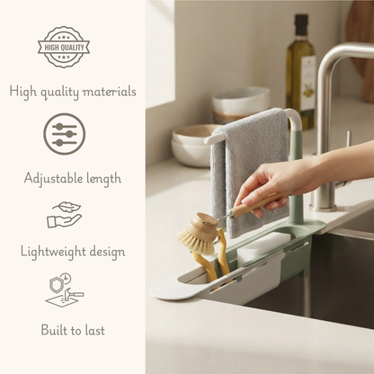 2 PCS Sink Telescopic Storage Drain Rack (Blue)
