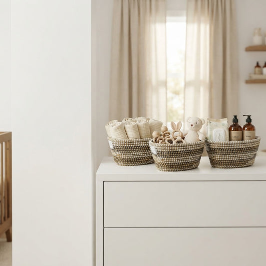 Lidi Oval Straw Basket Set