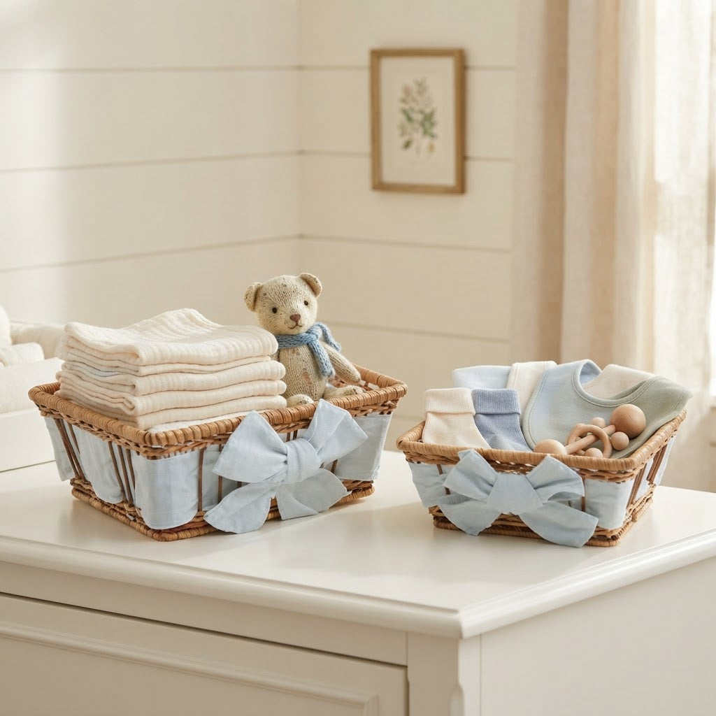 Natural Lined Fern Basket Set