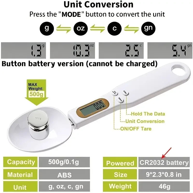 Mini Digital Spoon Scale - LCD Electronic Measuring Spoon