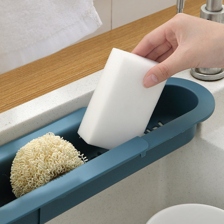 2 PCS Sink Telescopic Storage Drain Rack (Blue)