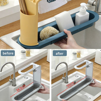 2 PCS Sink Telescopic Storage Drain Rack (Blue)
