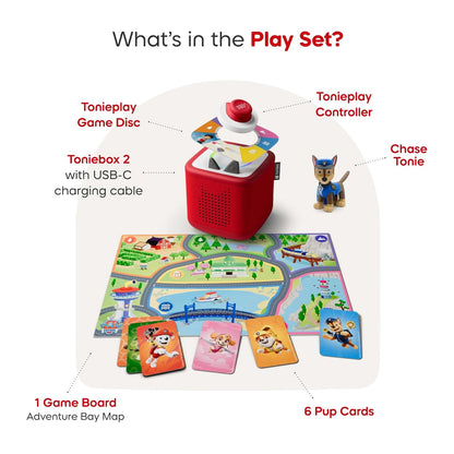 Tonies Toniebox 2 Play Set Including Paw Patrol Chase Tonie, Tonieplay Game & Tonieplay Controller - Cloud Pink