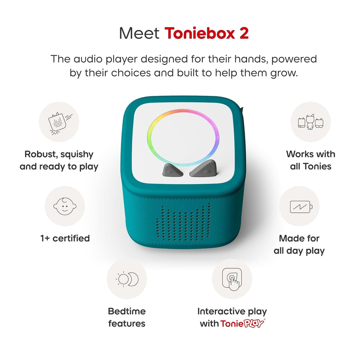 Tonies Toniebox 2 Play Set Including Paw Patrol Chase Tonie, Tonieplay Game & Tonieplay Controller - Tropical Teal