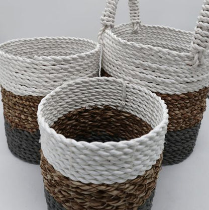 Soft Grey Seagrass Storage Basket Set