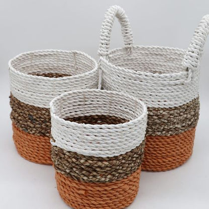 Orange Seagrass Storage Basket Set
