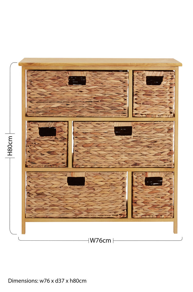 Storage Unit with 6 Water Hyacinth Drawers | Padstow