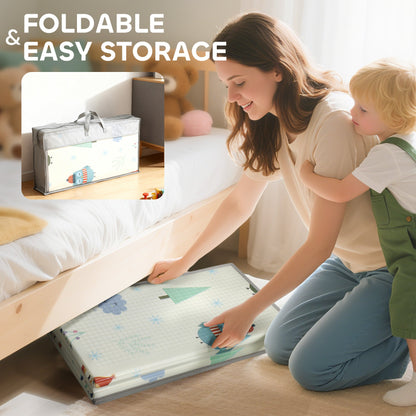AIYAPLAY Foldable Baby Plat Mat Double Sided, Kids Floor Mat for Crawling, 200L x 150W cm, Car track and Owl Theme