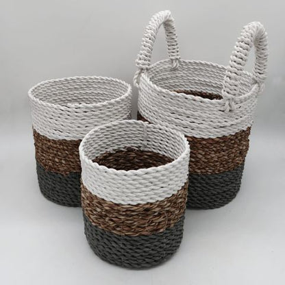 Soft Grey Seagrass Storage Basket Set