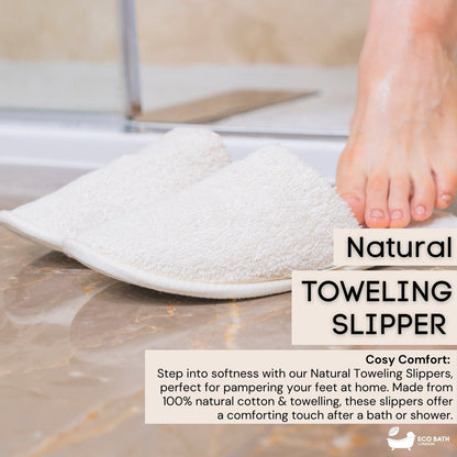 100% Organic Cotton Eco Bath London Natural Towelling Slippers