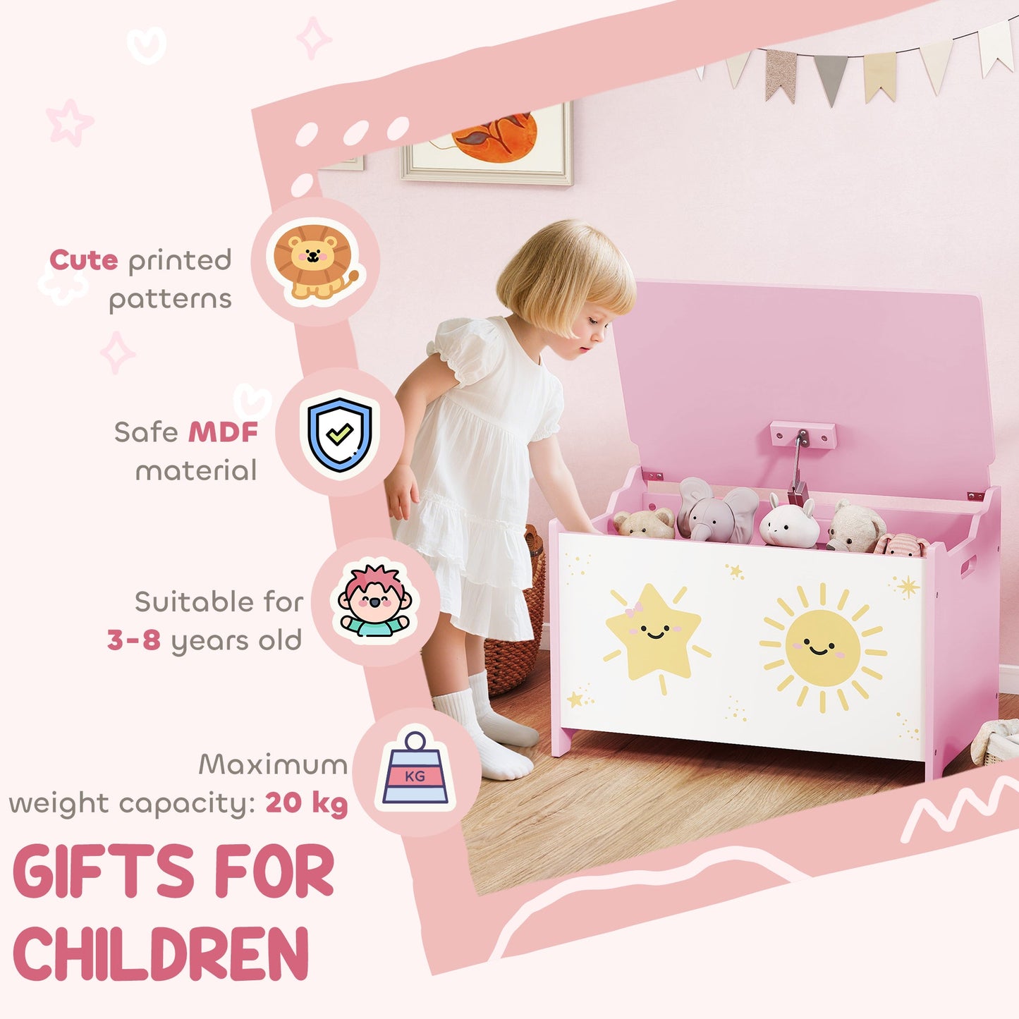 AIYAPLAY Pink Toy Box