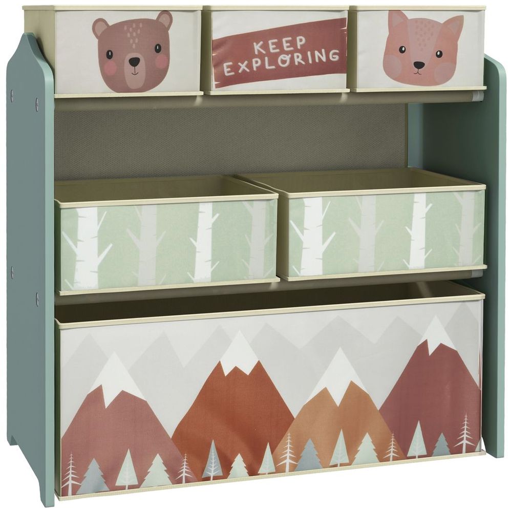 Explorers Storage Units with 6 Boxes, Childrens Toy Storage Organiser, Green