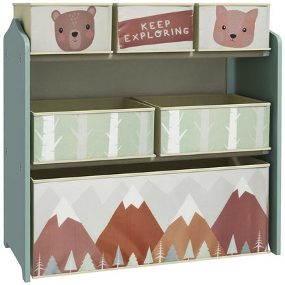 Explorers Storage Units with 6 Boxes, Childrens Toy Storage Organiser, Green