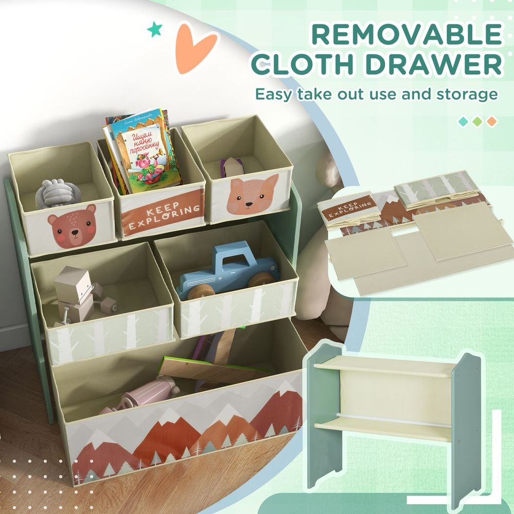 Explorers Storage Units with 6 Boxes, Childrens Toy Storage Organiser, Green