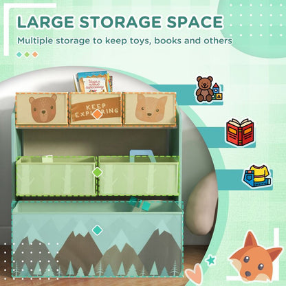 Explorers Storage Units with 6 Boxes, Childrens Toy Storage Organiser, Green